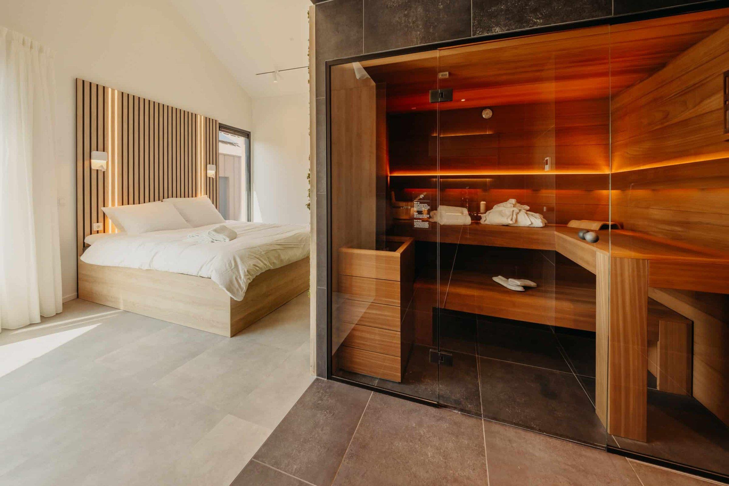 Slaapkamer met sauna